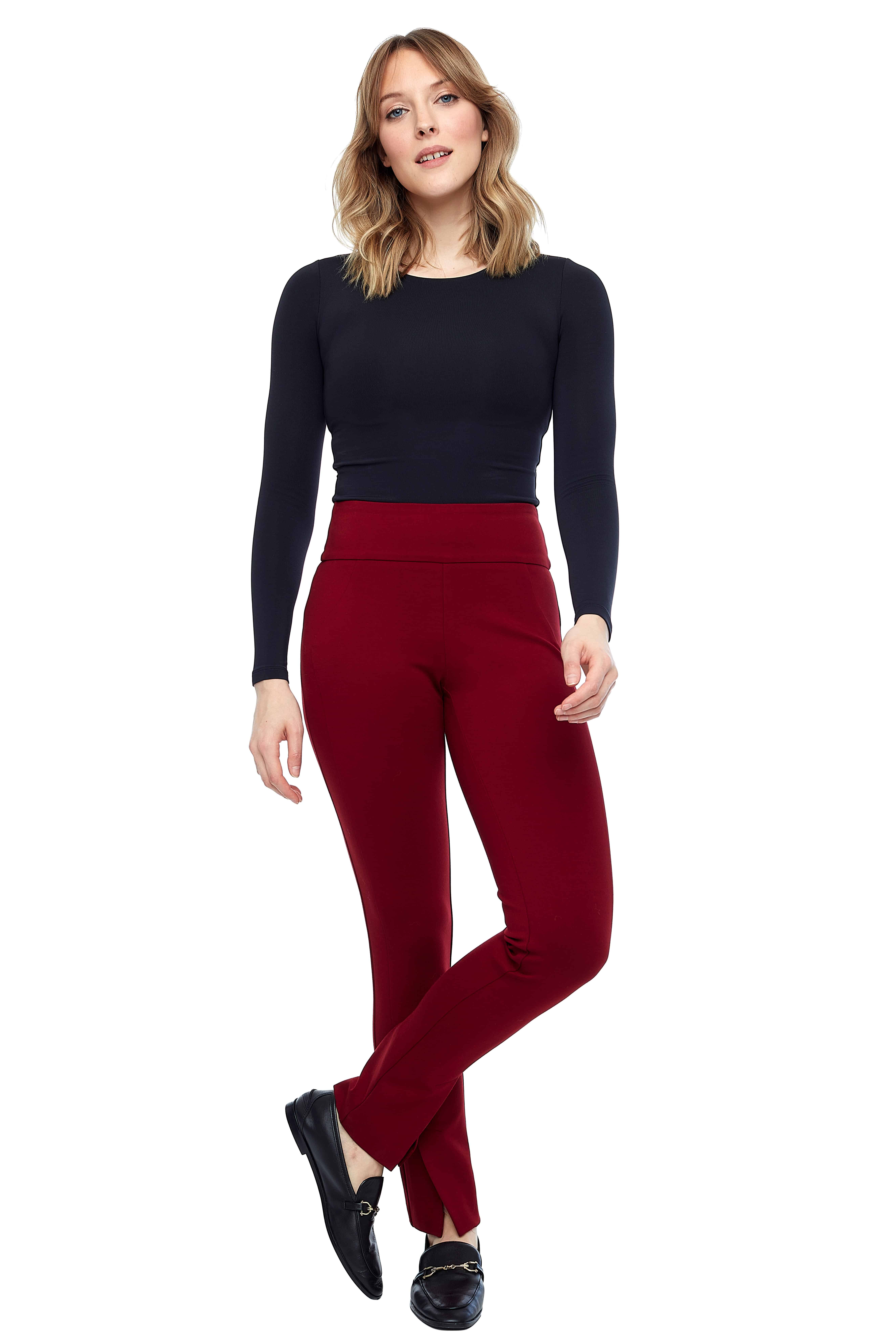 Pin Tuck Leggings with Slimming Waistband