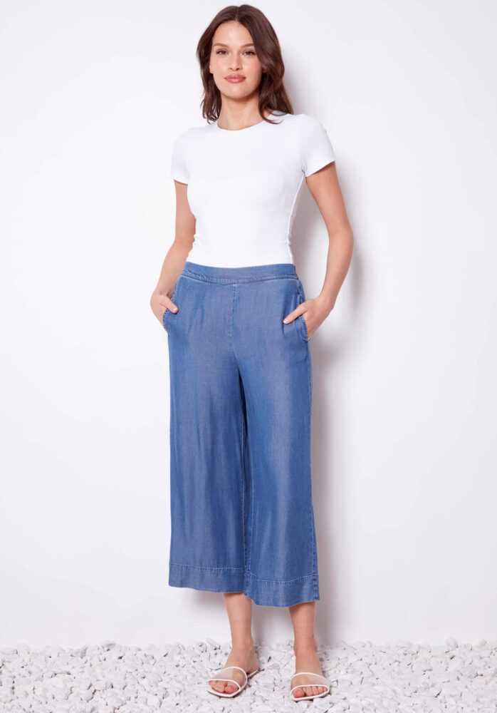 TENCEL CROPPED WIDE-LEG PANT